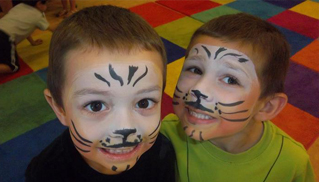 Boys with faces painted