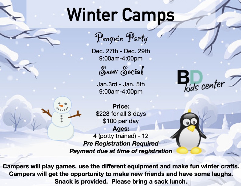 Winter Camp 2023 Black Diamond Kids Center